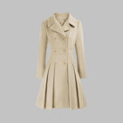 Emma | Women's Coat Double-Breasted Pleated A-Line Long Sleeve Overcoat 6