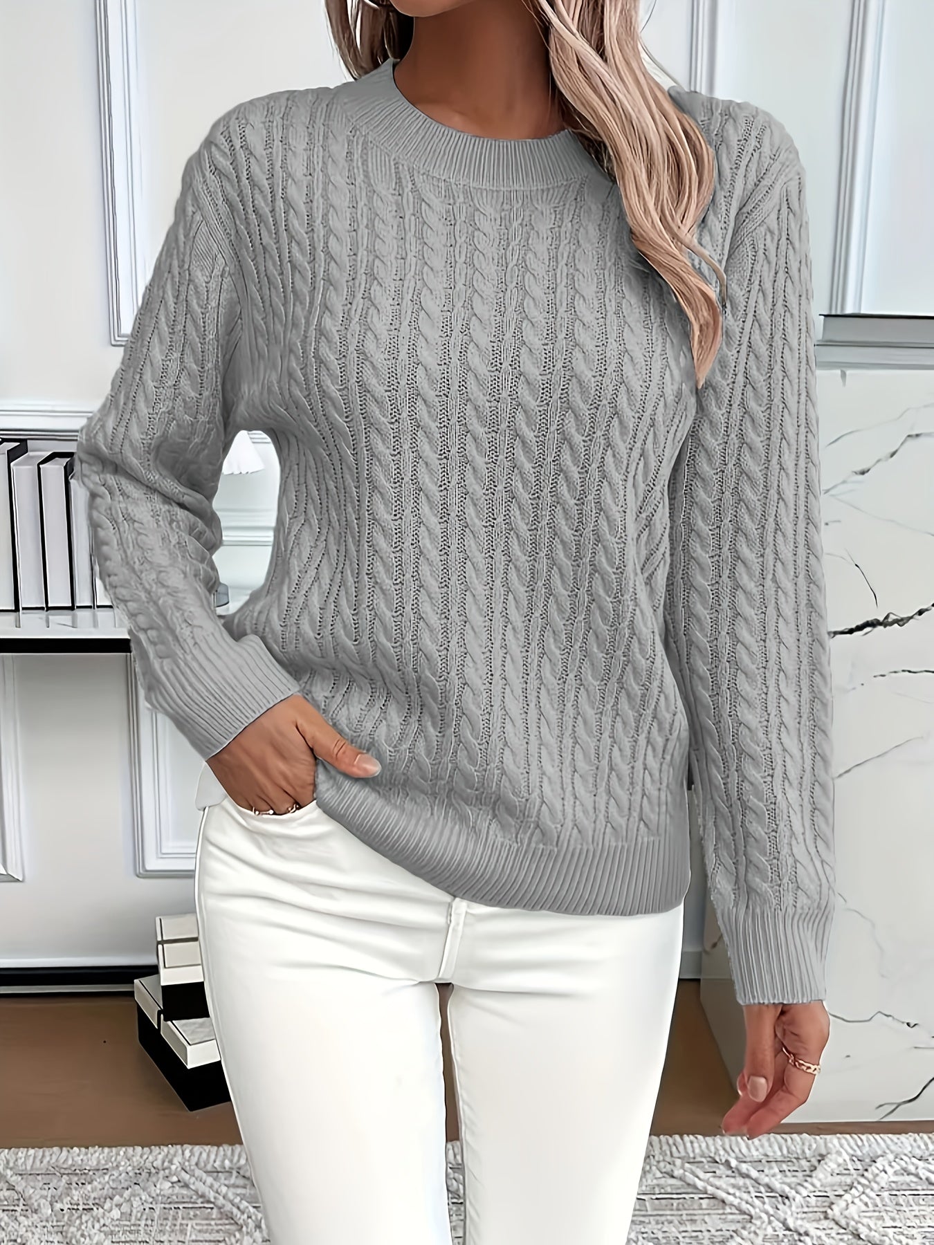 Faye | Cable-Knit Round Neck Sweater 6