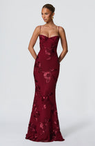 Floral Maxi Dress with Sweetheart Neckline and Appliqué for Women 0