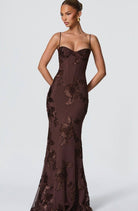 Floral Maxi Dress with Sweetheart Neckline and Appliqué for Women 3
