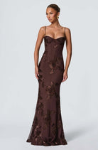 Floral Maxi Dress with Sweetheart Neckline and Appliqué for Women 4