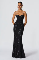 Floral Maxi Dress with Sweetheart Neckline and Appliqué for Women 5