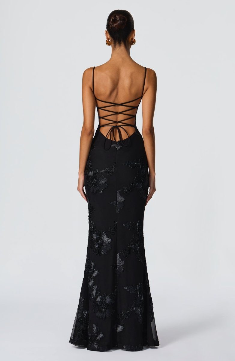 Floral Maxi Dress with Sweetheart Neckline and Appliqué for Women 6