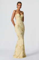 Floral Maxi Dress with Sweetheart Neckline and Appliqué for Women 8