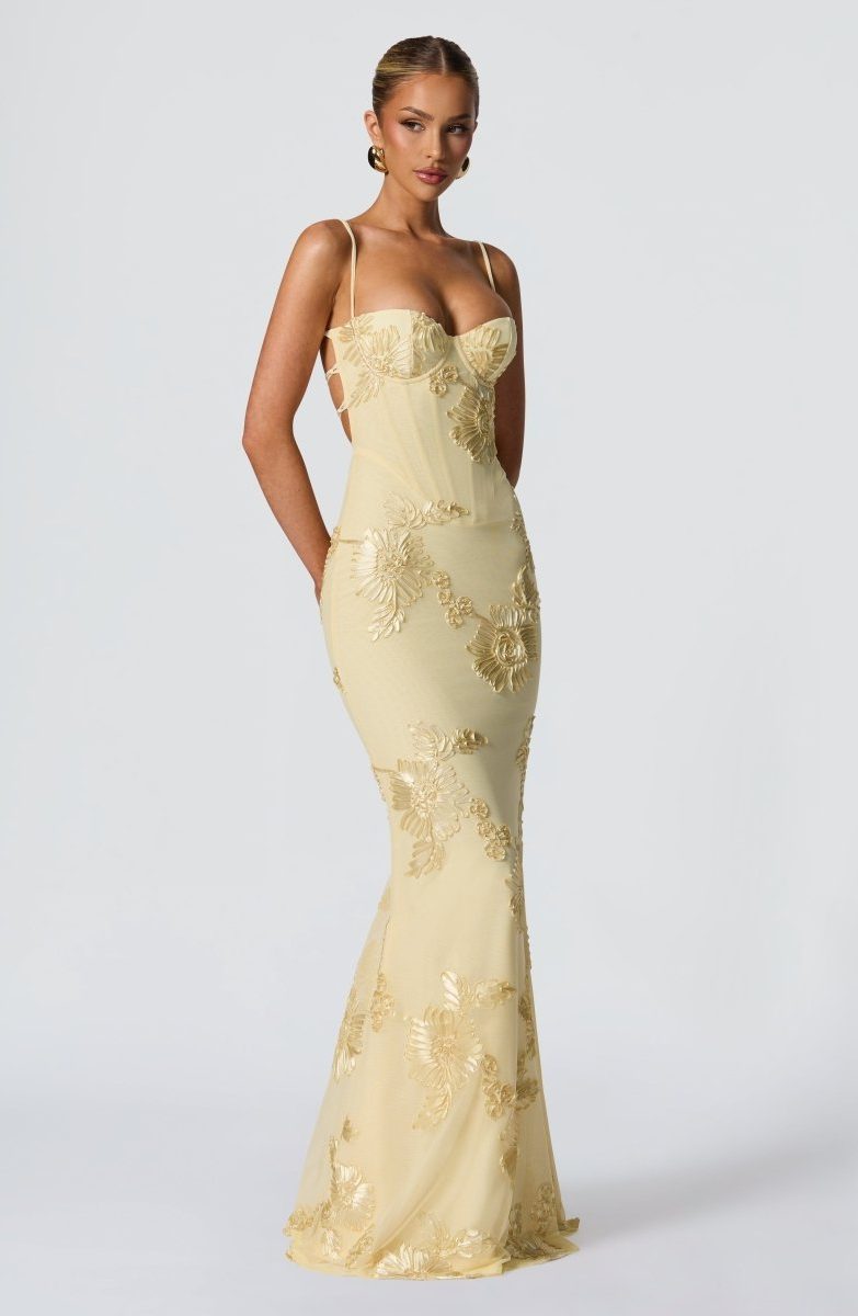 Floral Maxi Dress with Sweetheart Neckline and Appliqué for Women 8