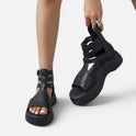 Orthopedic Platform Sandals Cutout Open Toe Ankle Strap