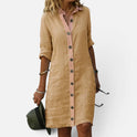 Shirt Dress Button Front Collared Long Sleeve