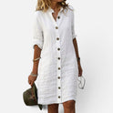 Shirt Dress Button Front Collared Long Sleeve