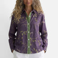 Button Front Long Sleeve Printed Collared Blouse