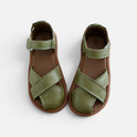 Orthopedic Cross Strap Sandals Hook and Loop Faux Leather Open Toe