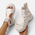 Orthopedic Platform Sandals Cutout Open Toe Ankle Strap