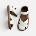 Orthopedic Cross Strap Sandals Hook and Loop Faux Leather Open Toe