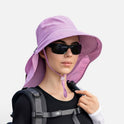 Sun Hat Wide Brim Ponytail Opening Adjustable Chin Strap