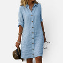 Shirt Dress Button Front Collared Long Sleeve