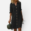 Shirt Dress Button Front Collared Long Sleeve