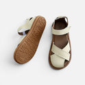 Orthopedic Cross Strap Sandals Hook and Loop Faux Leather Open Toe