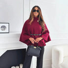 Hattie - Cozy High Neck Buttoned Cape 0