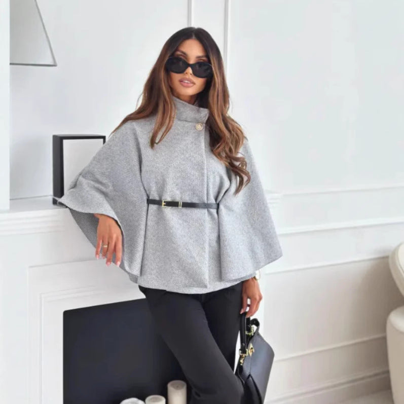Hattie - Cozy High Neck Buttoned Cape 2