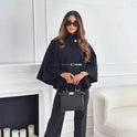 Hattie - Cozy High Neck Buttoned Cape 3