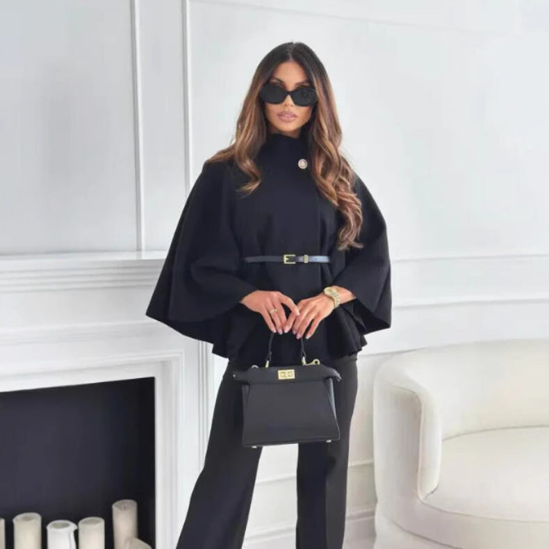 Hattie - Cozy High Neck Buttoned Cape 3