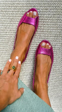 Women's Peep Toe Flat Sandals with Textured Upper