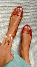 Women's Peep Toe Flat Sandals with Textured Upper
