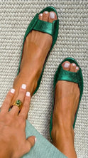 Women's Peep Toe Flat Sandals with Textured Upper
