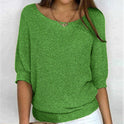 Women's Short Sleeve Knit Sweater with Ribbed Trim