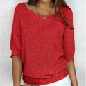 Women's Short Sleeve Knit Sweater with Ribbed Trim