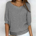 Women's Short Sleeve Knit Sweater with Ribbed Trim