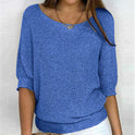 Women's Short Sleeve Knit Sweater with Ribbed Trim