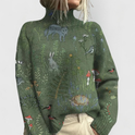 Women's Woodland Graphic Knit Turtleneck Sweater