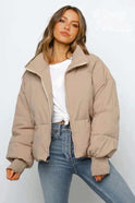 Lightweight Cropped Puffer Jacket with High Collar 0