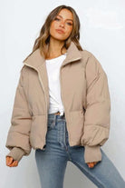 Lightweight Cropped Puffer Jacket with High Collar 0