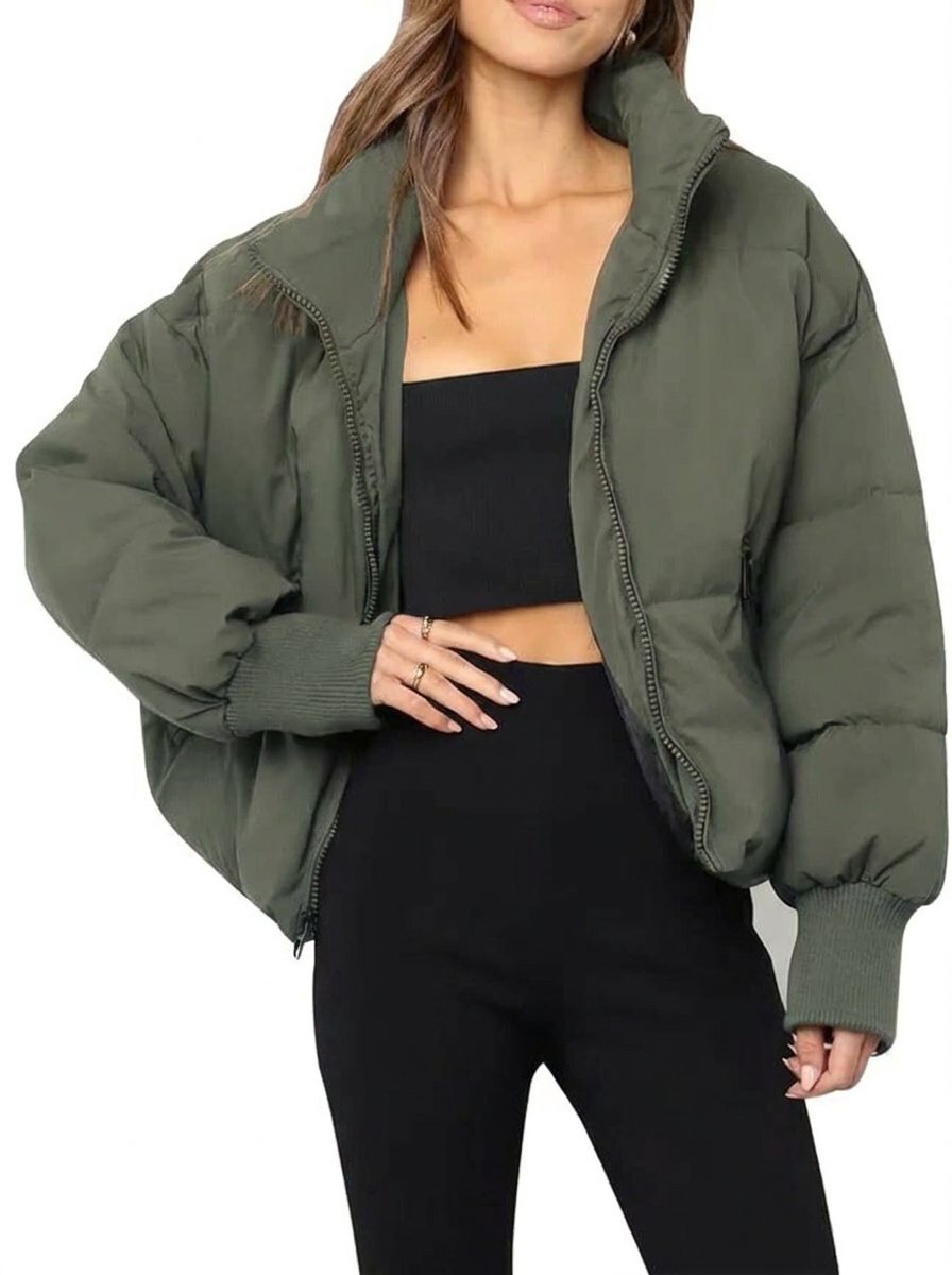 Lightweight Cropped Puffer Jacket with High Collar 6