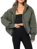 Lightweight Cropped Puffer Jacket with High Collar 6