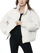 Lightweight Cropped Puffer Jacket with High Collar 7