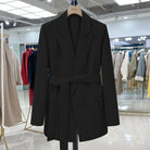 Long-Line Blazer Coat with Belt for Women 1