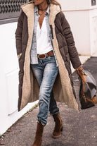 Long Sherpa Lined Reversible Puffer Coat for Women 0