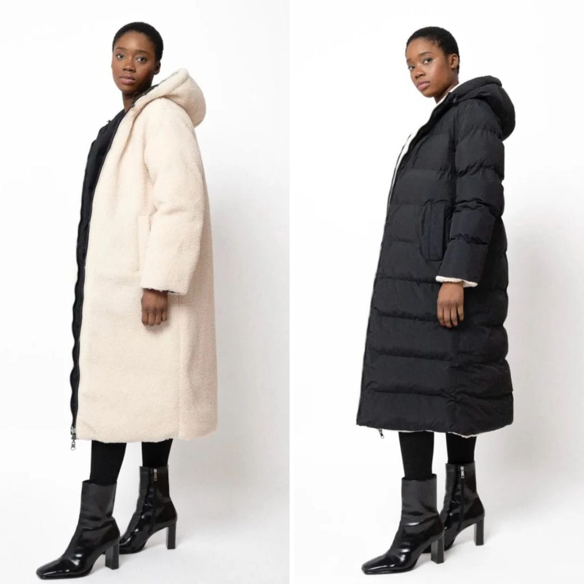 Long Sherpa Lined Reversible Puffer Coat for Women 3