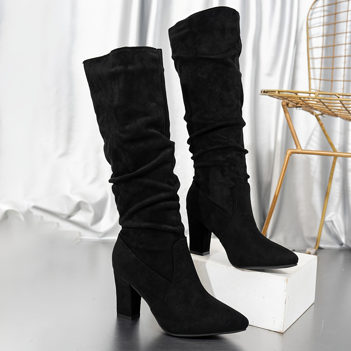 Lorena | Slouch Knee-High Heeled Boots 0