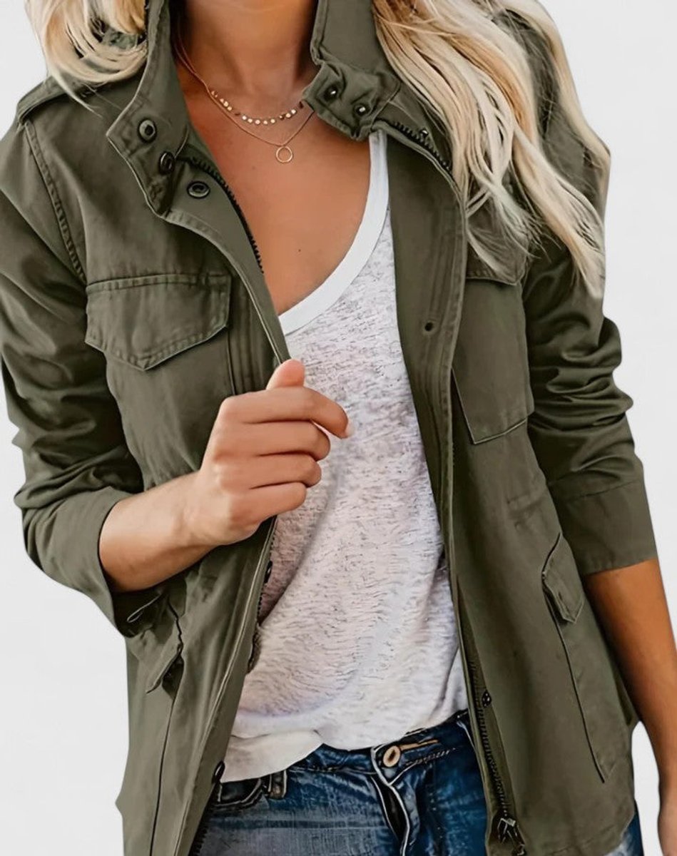 Luna | Women's Coat Lightweight Utility Jacket Drawstring Waist 4