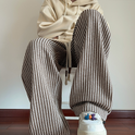 Women's Wide-Leg Herringbone Sweatpants with Drawstring