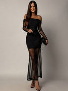 Mesh Off-Shoulder Maxi Dress for Women 1