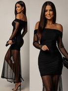 Mesh Off-Shoulder Maxi Dress for Women 8