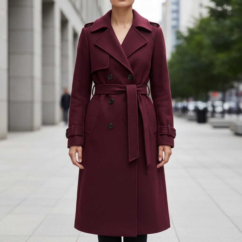 Monsaraz Belted Wool Trench Coat 0