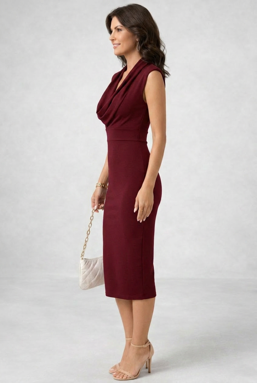 Naomi | Elegant Cowl Neck Midi Dress 3