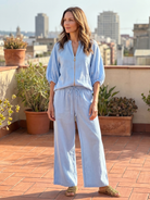 Natalia | Zip Front Blouson Top Wide Leg Set 5