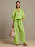 Natalia | Zip Front Blouson Top Wide Leg Set 6