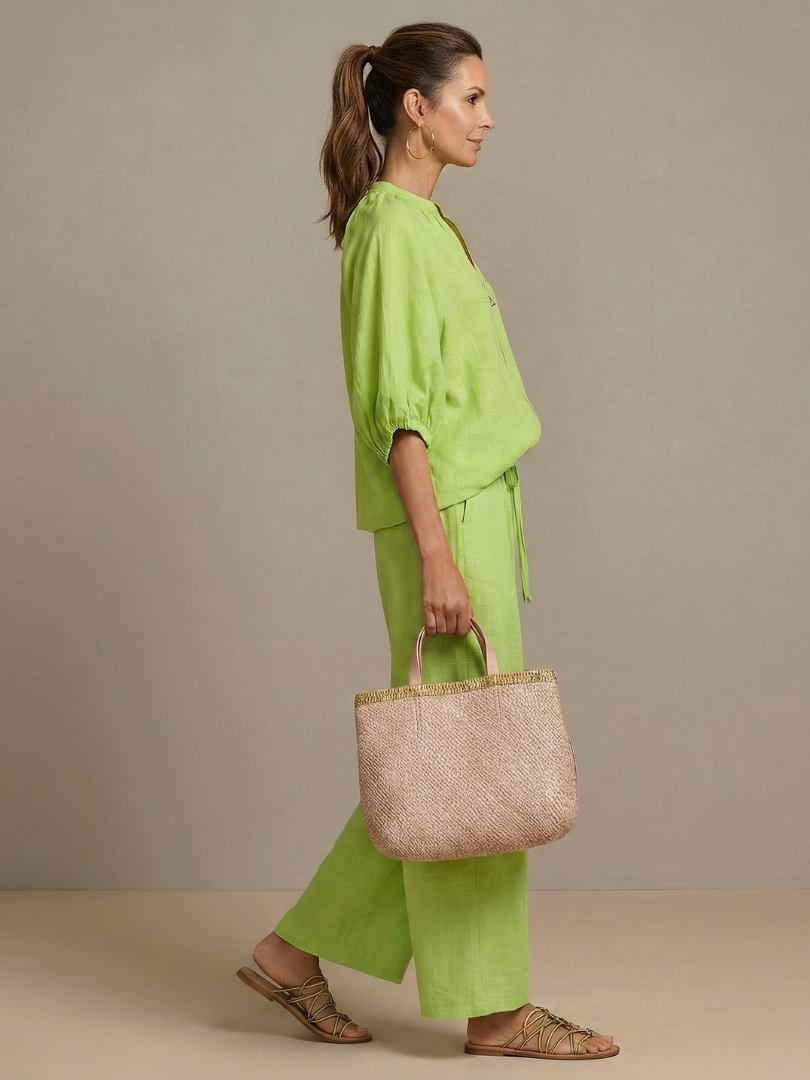 Natalia | Zip Front Blouson Top Wide Leg Set 7